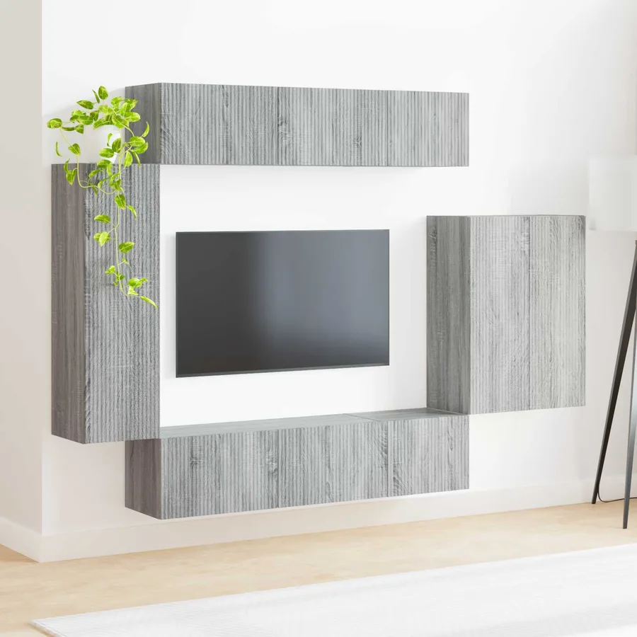 Ensemble de meuble TV mural Montage mural 6 pcs Gris Sonoma - 4