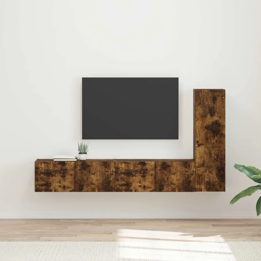 Ensemble meuble TV 3 pcs Chêne fumé Bois d'ingénierie
