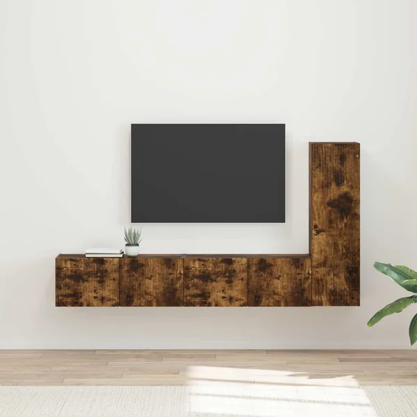 Ensemble meuble TV 3 pcs Chêne fumé Bois d'ingénierie