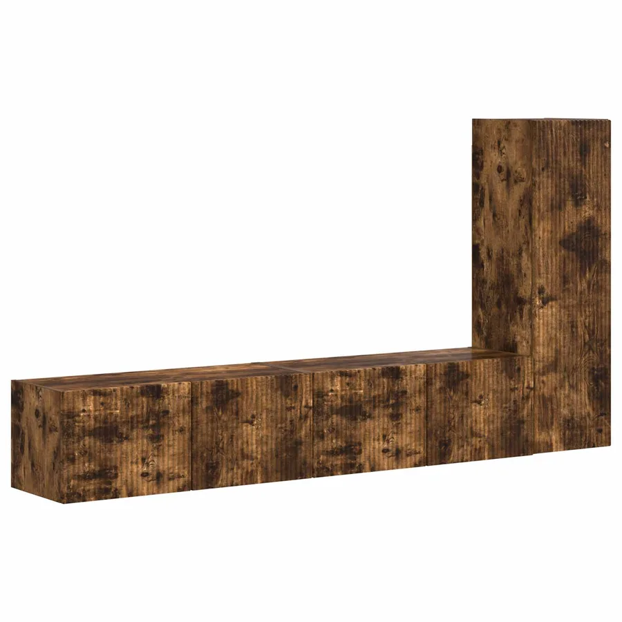 Ensemble meuble TV 3 pcs Chêne fumé Bois d'ingénierie - 2