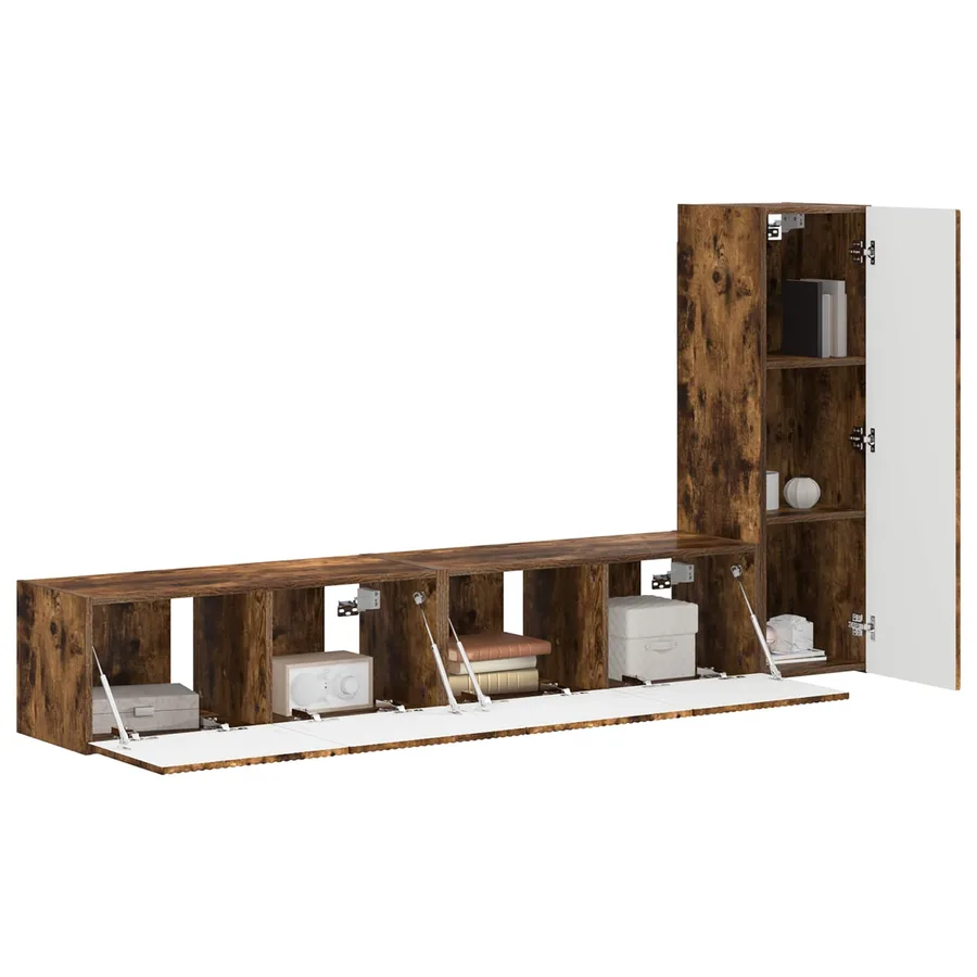 Ensemble meuble TV 3 pcs Chêne fumé Bois d'ingénierie - 3