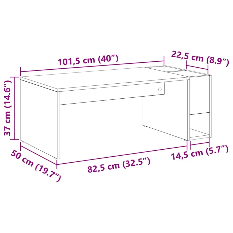 Table basse Blanc 101,5 x 50 x 37 cm Bois d'ingénierie - 11