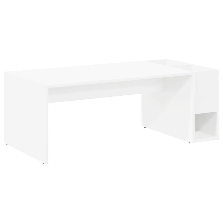 Table basse Blanc 101,5 x 50 x 37 cm Bois d'ingénierie - 2