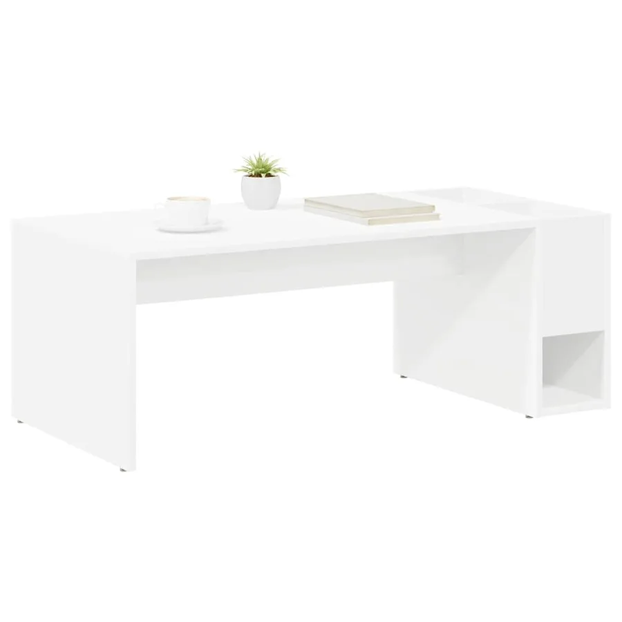 Table basse Blanc 101,5 x 50 x 37 cm Bois d'ingénierie - 3