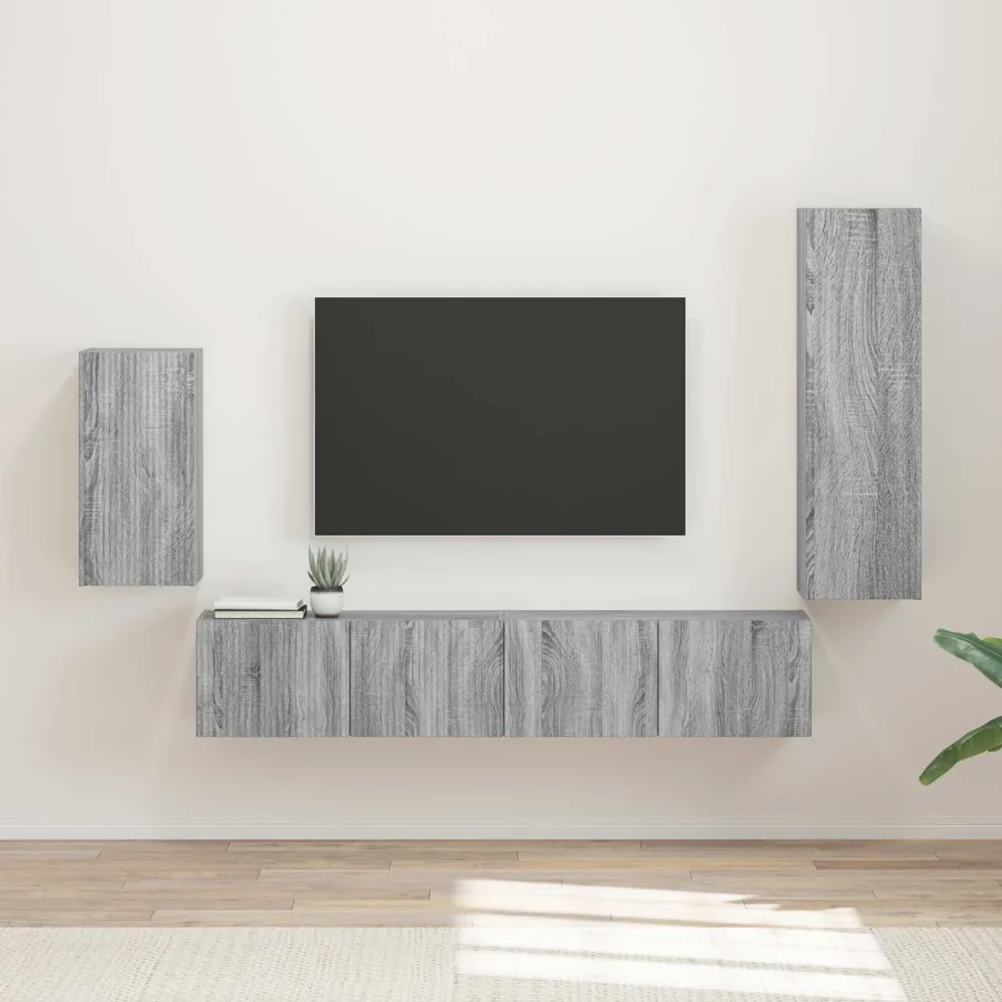 Ensemble meuble TV 4 pcs Gris Sonoma Bois d'ingénierie