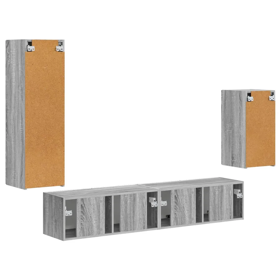Ensemble meuble TV 4 pcs Gris Sonoma Bois d'ingénierie - 9