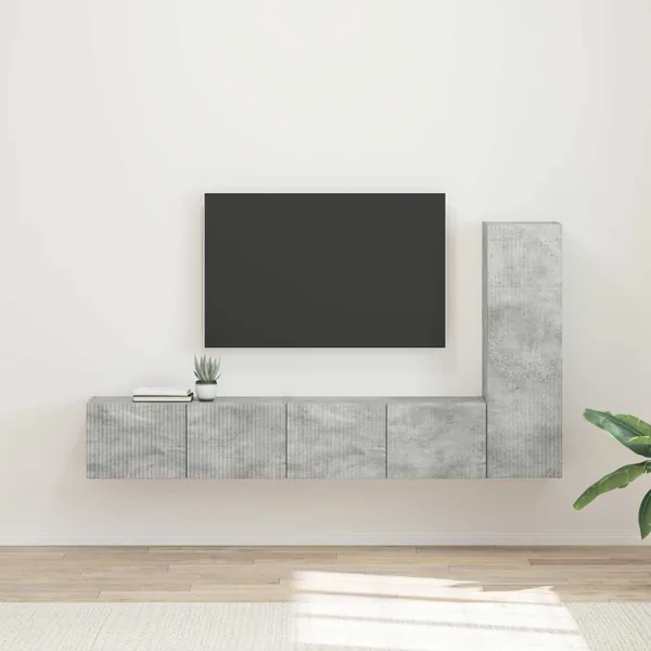 Ensemble meuble TV 3 pcs Gris béton Bois d'ingénierie