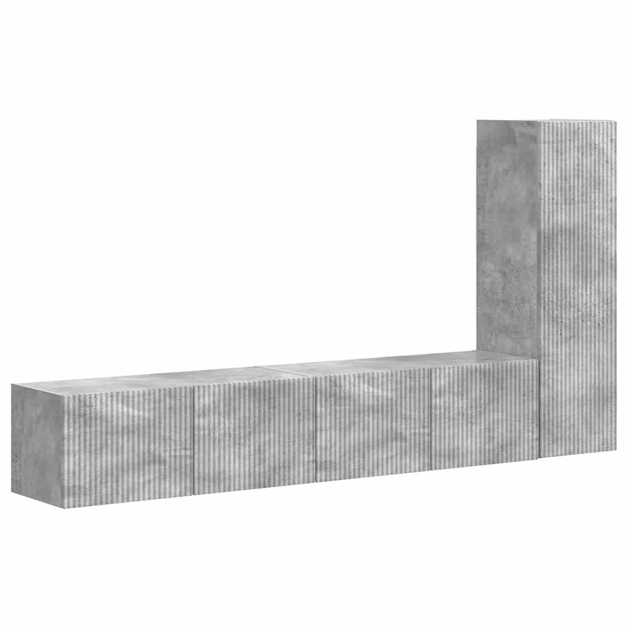 Ensemble meuble TV 3 pcs Gris béton Bois d'ingénierie - 2