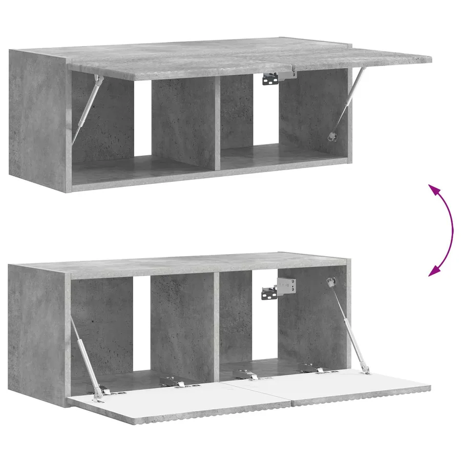 Ensemble meuble TV 3 pcs Gris béton Bois d'ingénierie - 8