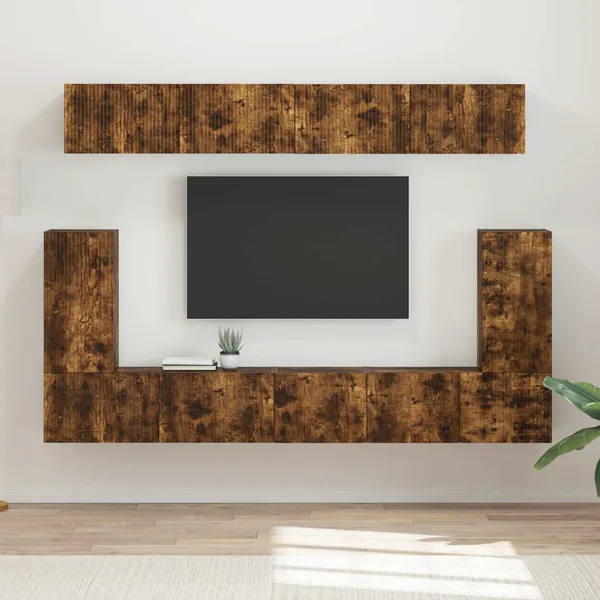 Ensemble meuble TV 5 pcs Chêne fumé Bois d'ingénierie