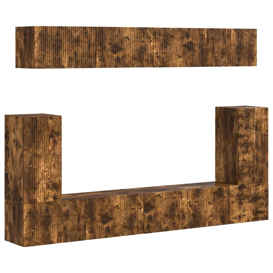 Ensemble meuble TV 5 pcs Chêne fumé Bois d'ingénierie - 2