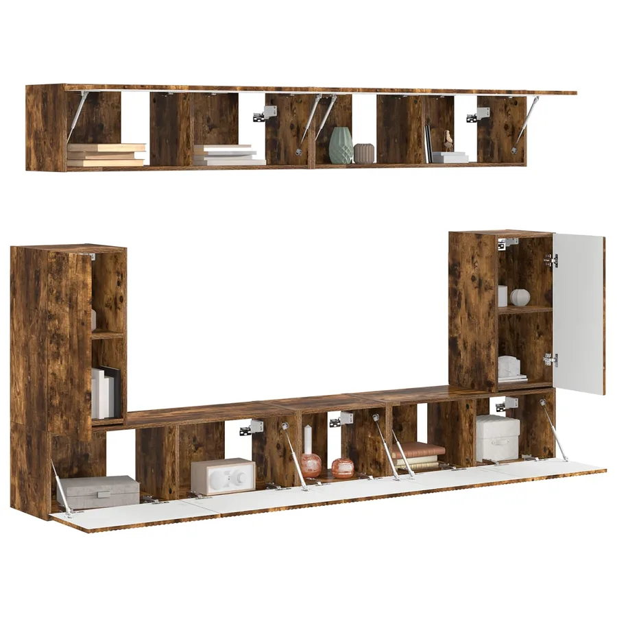 Ensemble meuble TV 5 pcs Chêne fumé Bois d'ingénierie - 3