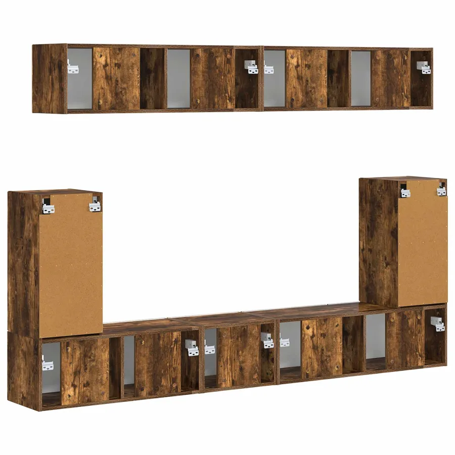 Ensemble meuble TV 5 pcs Chêne fumé Bois d'ingénierie - 8