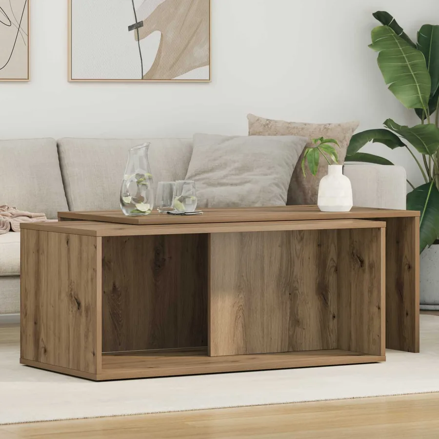 Ensemble de tables basses 2 pcs Chêne artisanal 90 x 48 x 40 cm