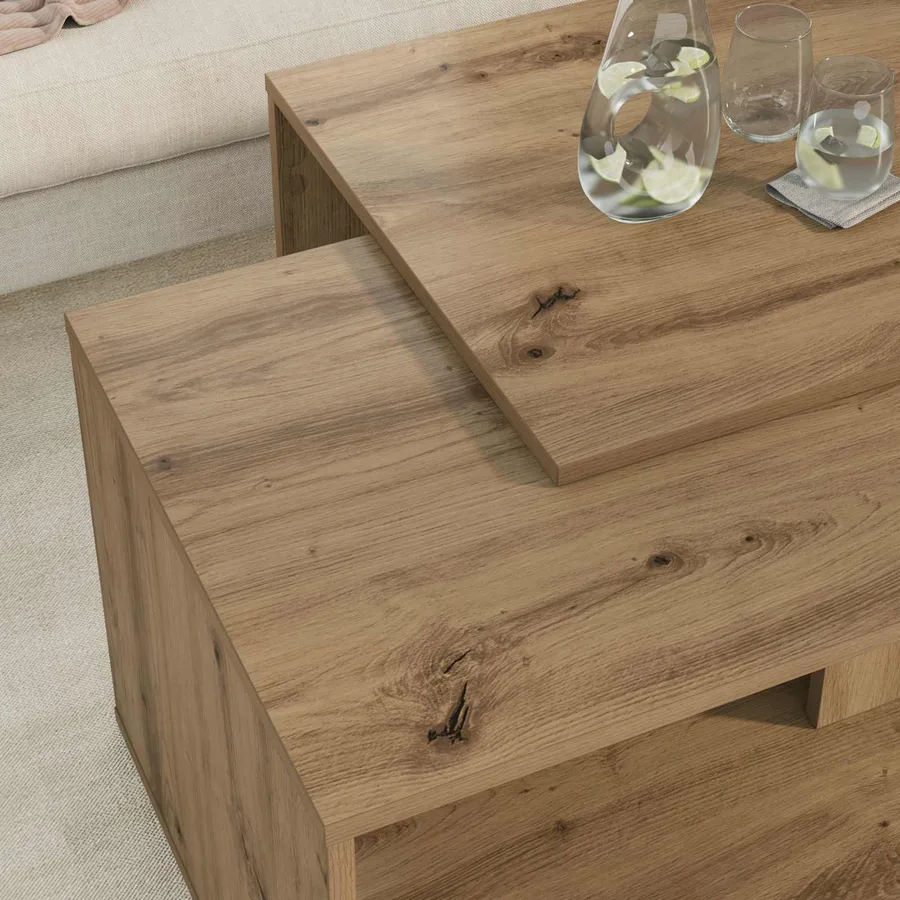 Ensemble de tables basses 2 pcs Chêne artisanal 90 x 48 x 40 cm - 4