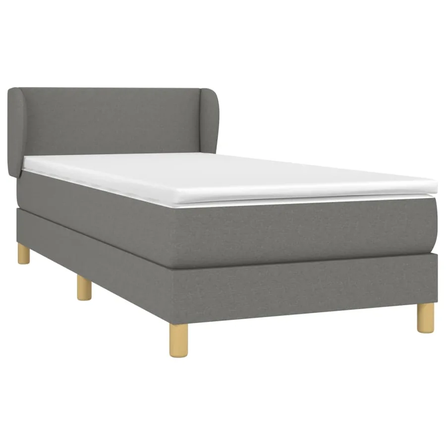 Bed slatted base with mattress Dark grey 80x200 cm Fabric - 3