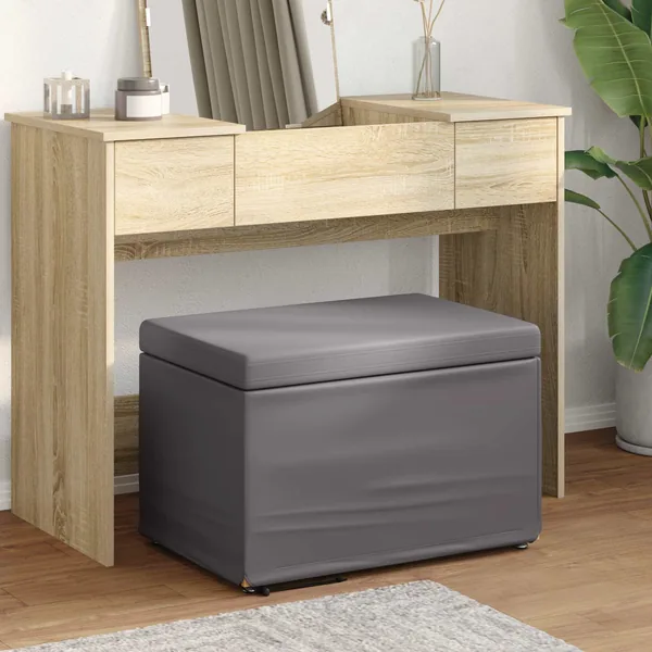 Tabouret Gris Cuir Synthétique et Bois Composite
