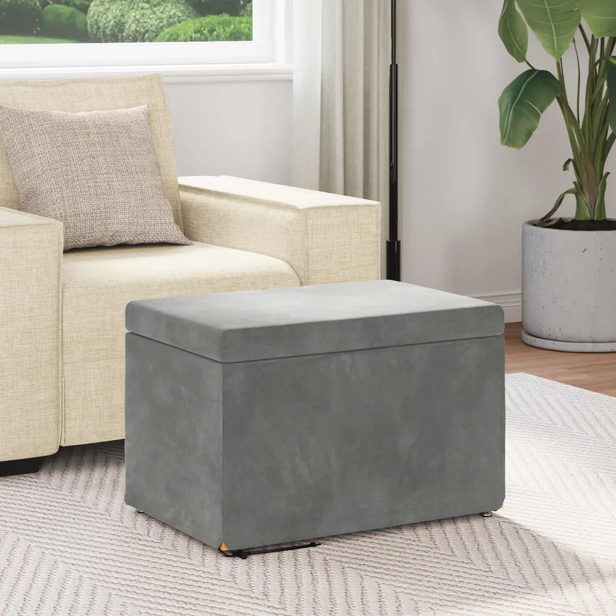 Tabouret Gris foncé 61 x 41 x 40 cm Velours et Bois Composite - 3
