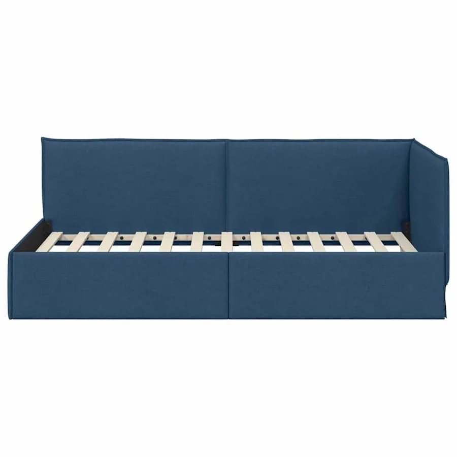 Cadre de lit d'angle avec tête de lit Bleu 100 x 200 cm tissu - 5