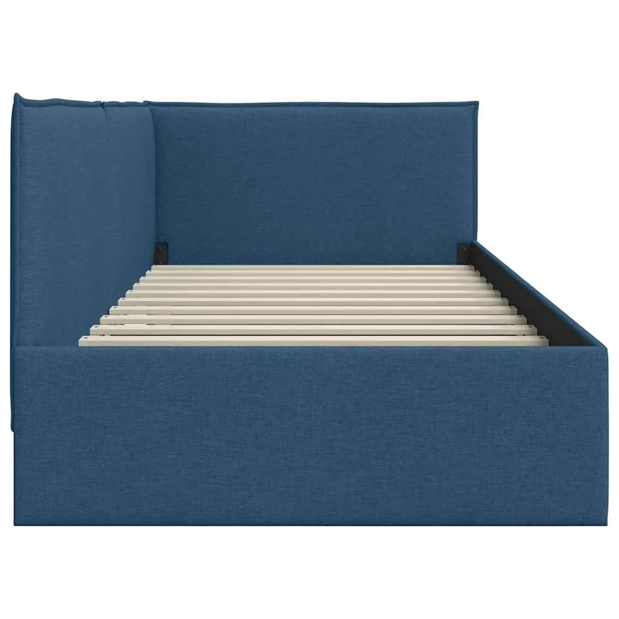 Cadre de lit d'angle avec tête de lit Bleu 100 x 200 cm tissu - 6