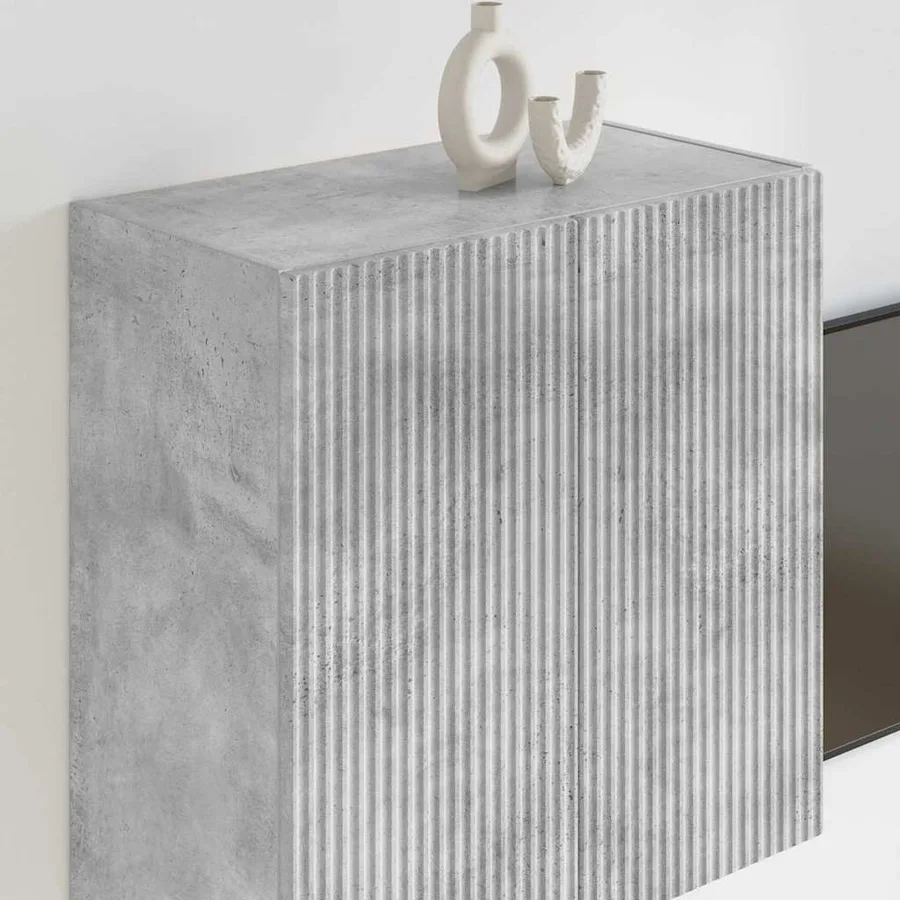 Meuble TV mural Gris béton 59,5 x 31 x 60 cm Bois d'ingénierie - 4