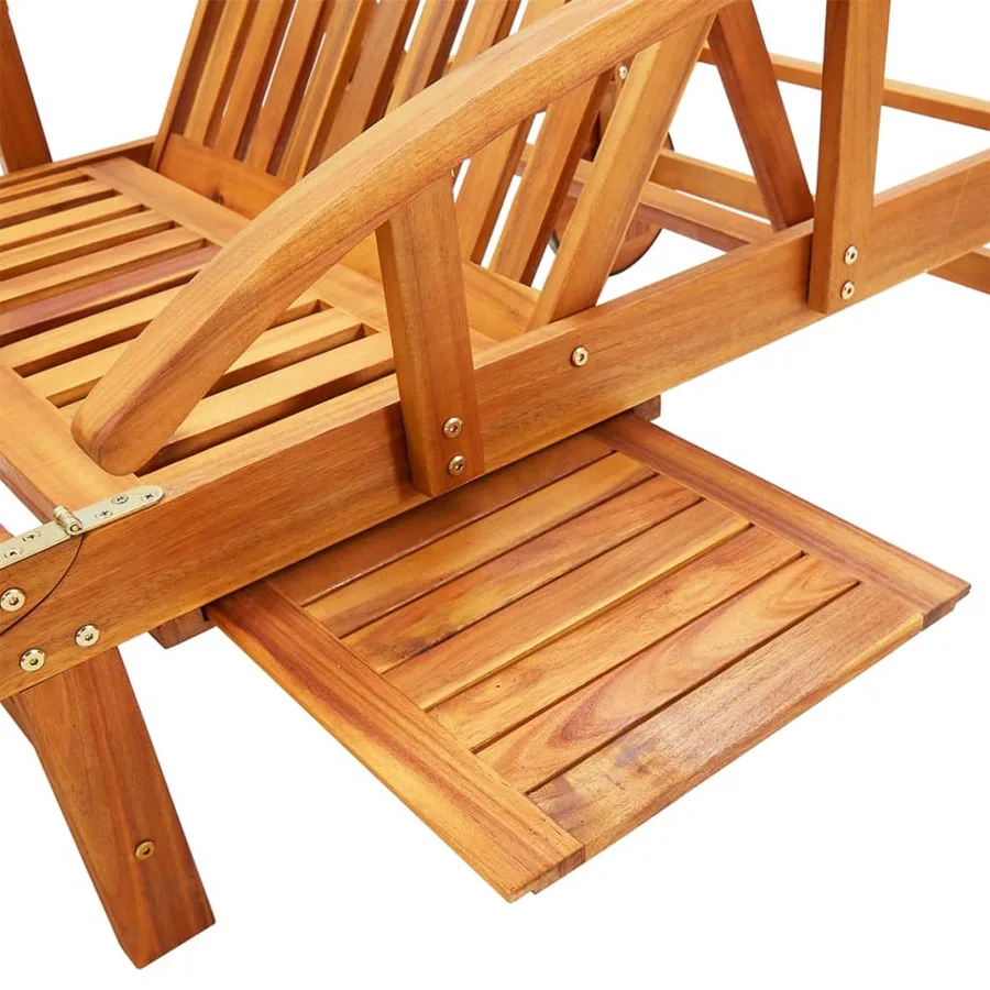Chaises longues lot de 2 avec table et coussins Acacia solide - 4
