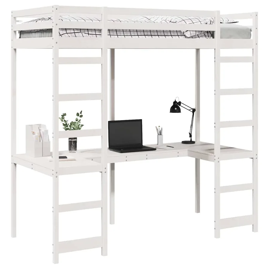 Cadre de lit mezzanine Blanc 90 x 200 cm Pin massif - 3