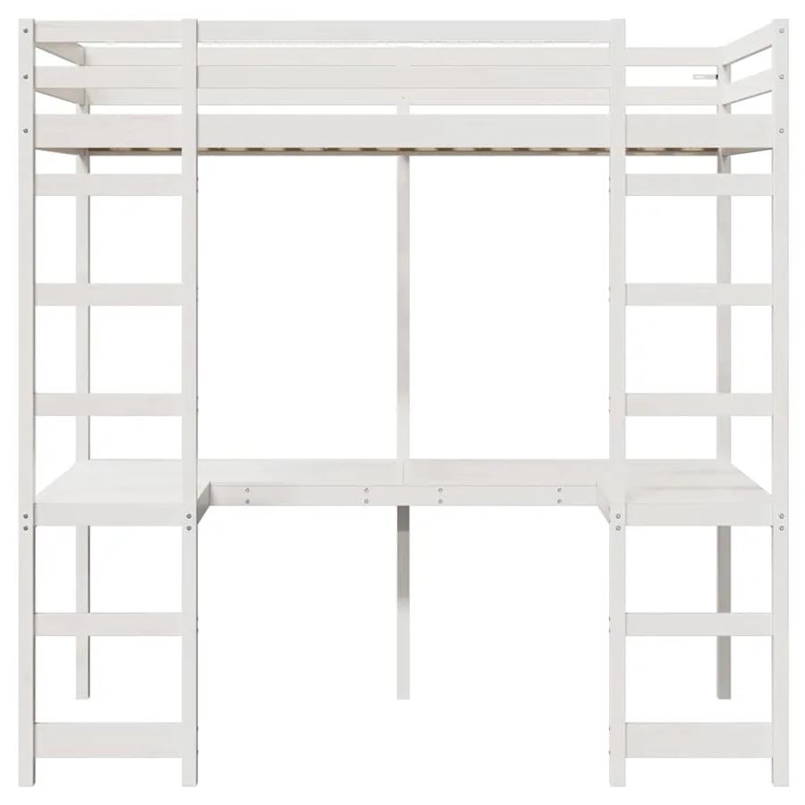Cadre de lit mezzanine Blanc 90 x 200 cm Pin massif - 5