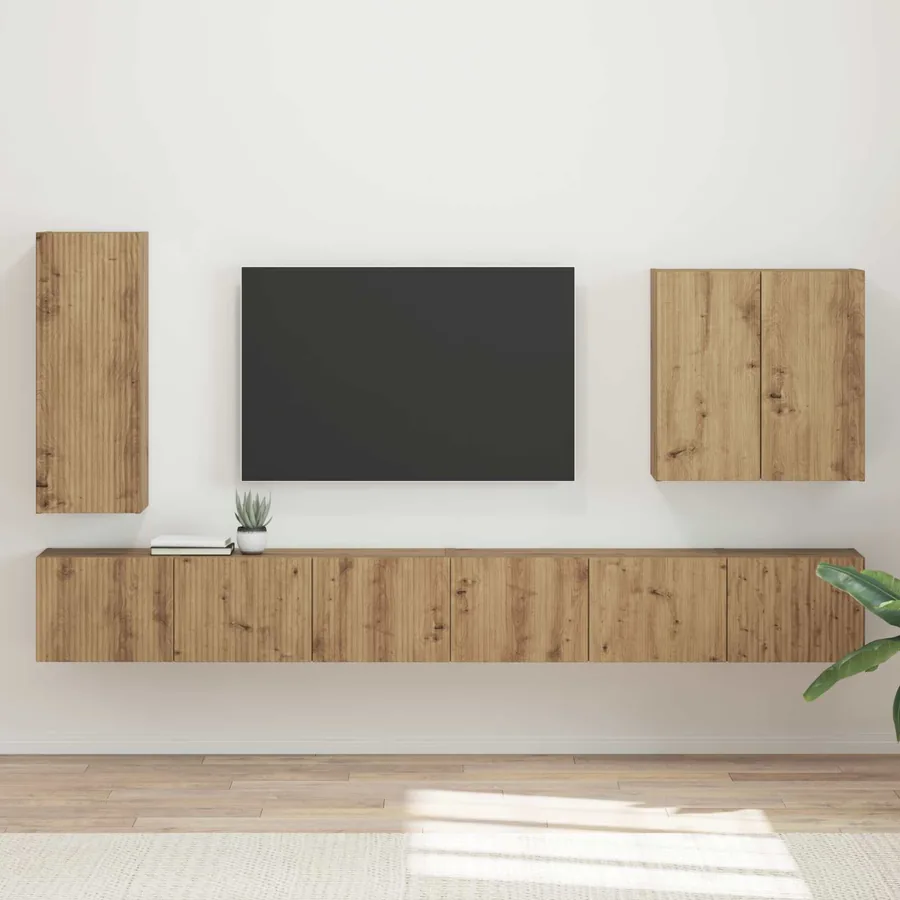 Ensemble de meuble TV mural 6 pcs Chêne artisanal