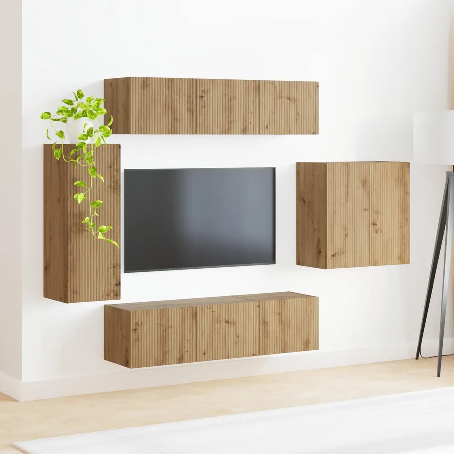 Ensemble de meuble TV mural 6 pcs Chêne artisanal - 4