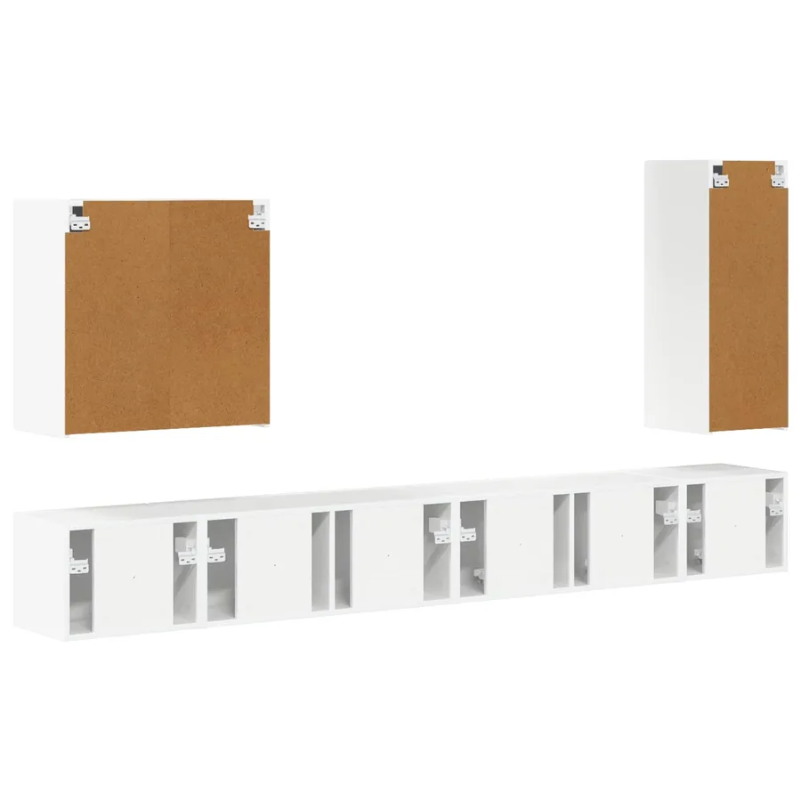 Ensemble de meuble TV mural Montage mural 6 pcs Blanc brillant - 10