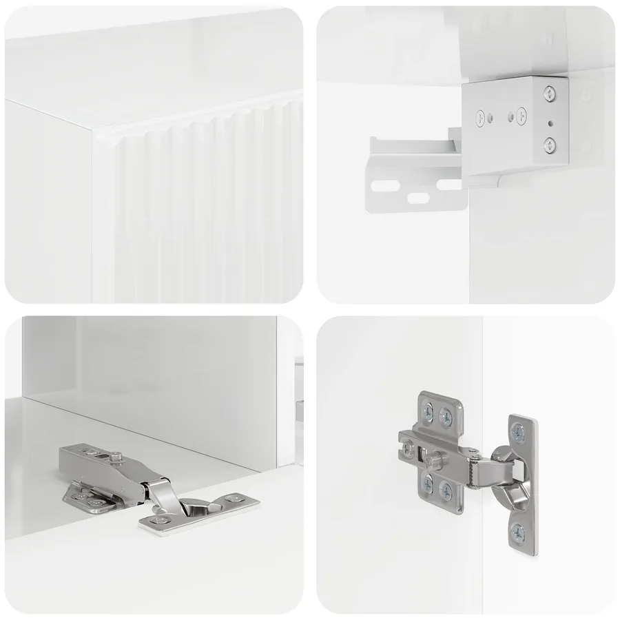 Ensemble de meuble TV mural Montage mural 6 pcs Blanc brillant - 11