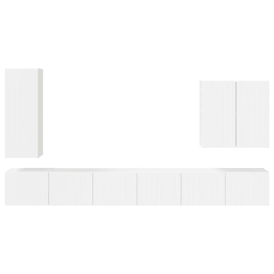 Ensemble de meuble TV mural Montage mural 6 pcs Blanc brillant - 9