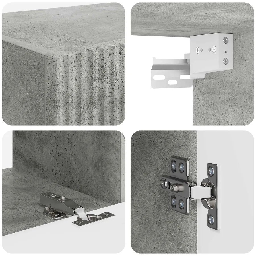 Ensemble meuble TV 4 pcs Gris béton Bois d'ingénierie - 10