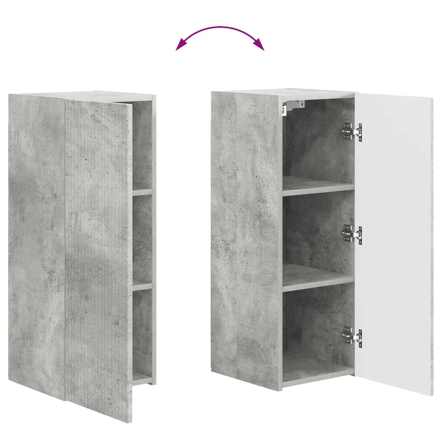 Ensemble meuble TV 4 pcs Gris béton Bois d'ingénierie - 12