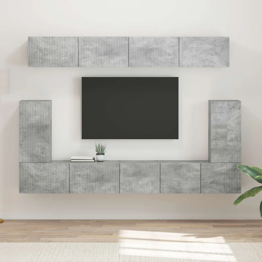 Ensemble meuble TV 5 pcs Gris béton Bois d'ingénierie