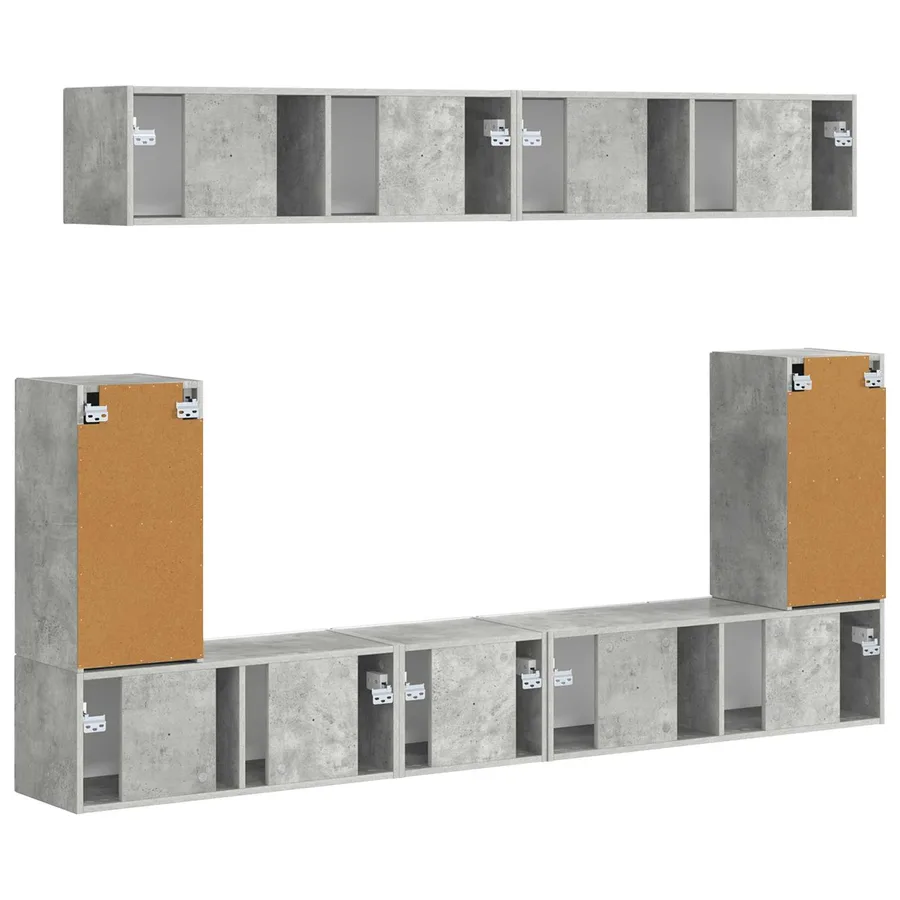 Ensemble meuble TV 5 pcs Gris béton Bois d'ingénierie - 10
