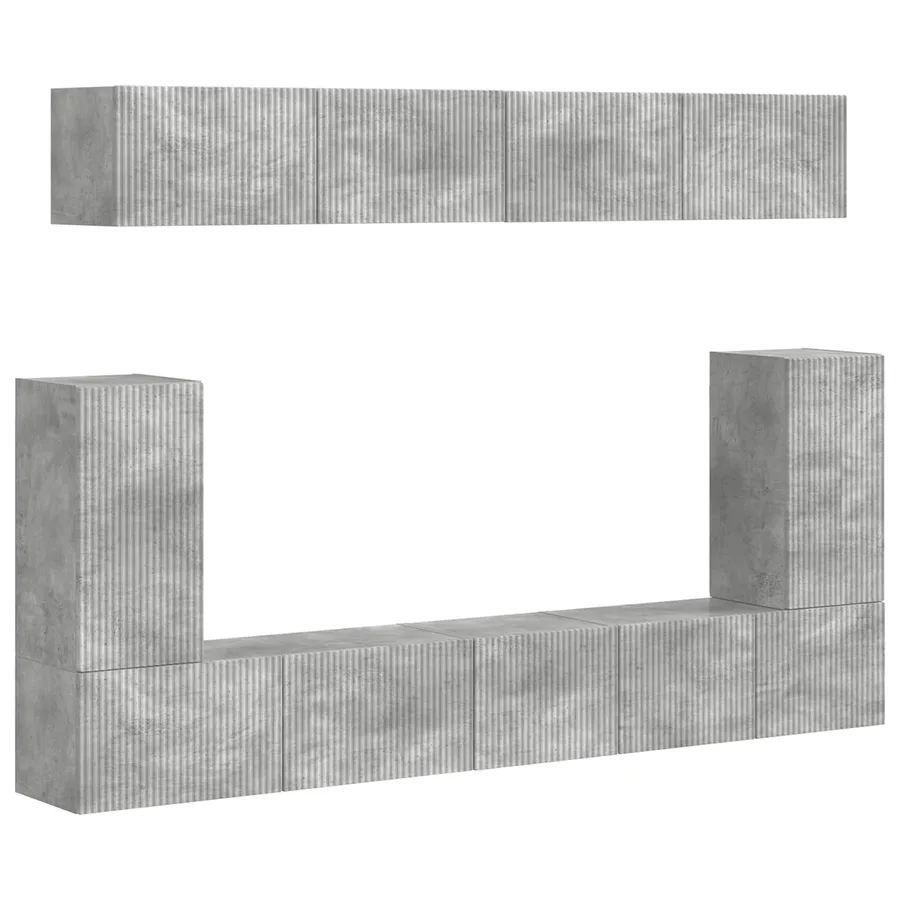 Ensemble meuble TV 5 pcs Gris béton Bois d'ingénierie - 2