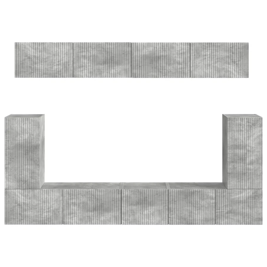 Ensemble meuble TV 5 pcs Gris béton Bois d'ingénierie - 9