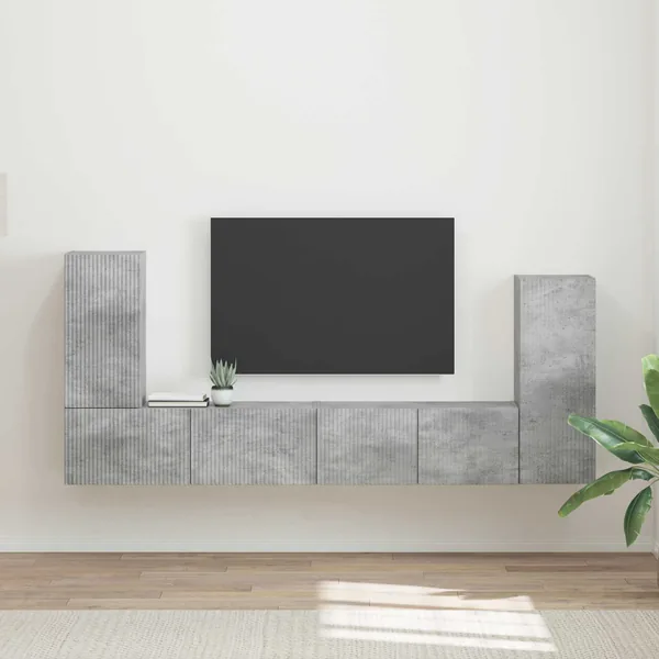 Ensemble meuble TV 4 pcs Gris béton Bois d'ingénierie