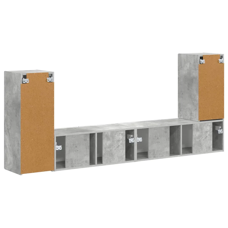 Ensemble meuble TV 4 pcs Gris béton Bois d'ingénierie - 10