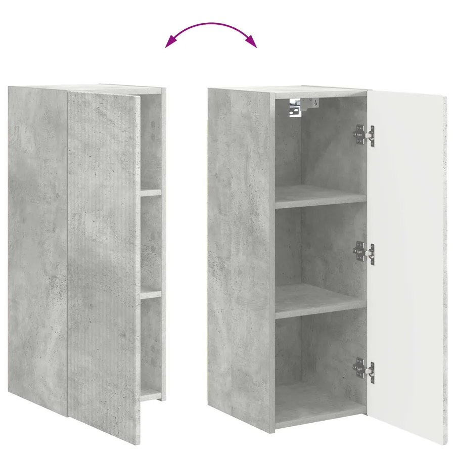 Ensemble meuble TV 4 pcs Gris béton Bois d'ingénierie - 15