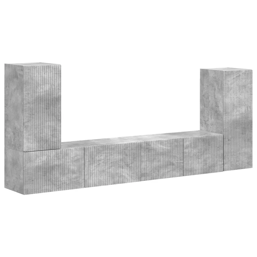 Ensemble meuble TV 4 pcs Gris béton Bois d'ingénierie - 2