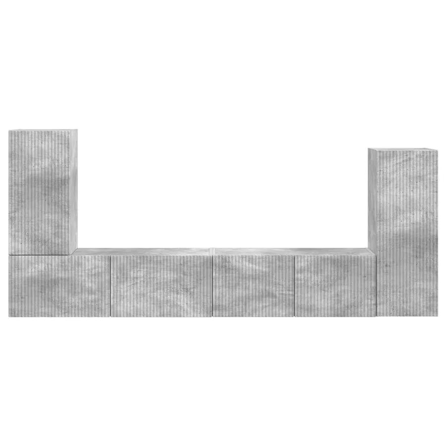 Ensemble meuble TV 4 pcs Gris béton Bois d'ingénierie - 9