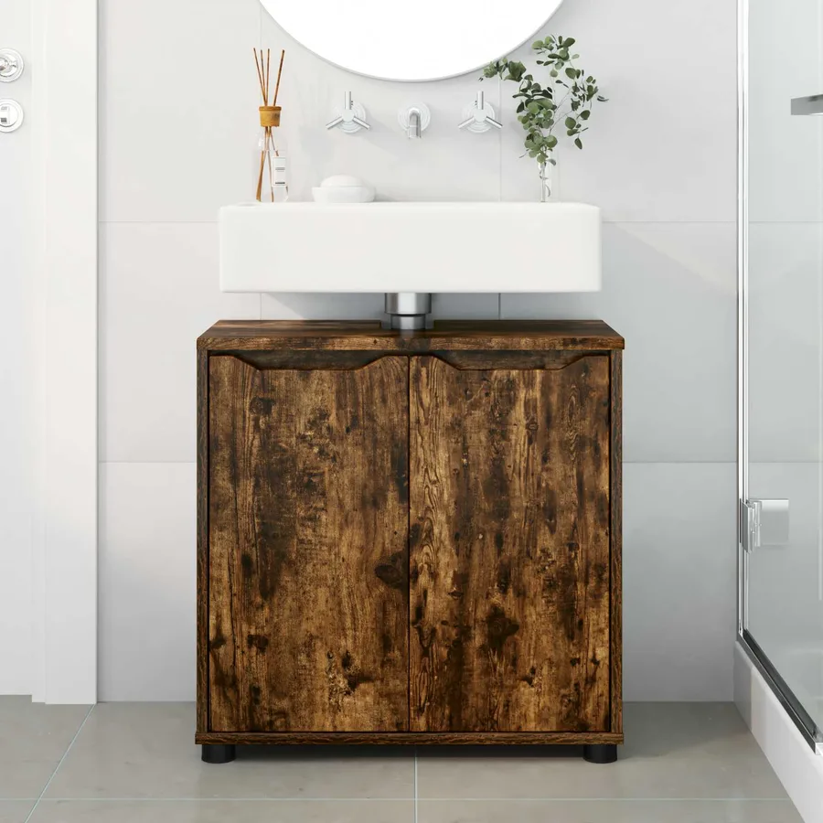 Armoire de lavabo de salle de bain Chêne fumé 60 x 30 x 60 cm - 4
