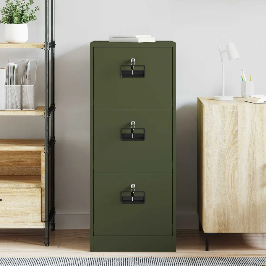 Cabinet de Dossier avec tiroir Vert olive 44 x 50 x 106.5 cm - 4