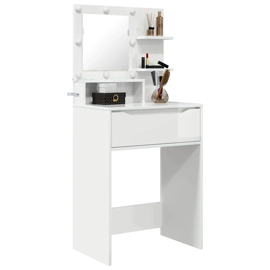 Tables de maquillage pour chambre avec tiroir Blanc brillant - 3