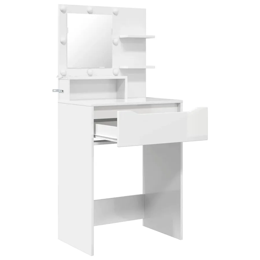 Tables de maquillage pour chambre avec tiroir Blanc brillant - 5