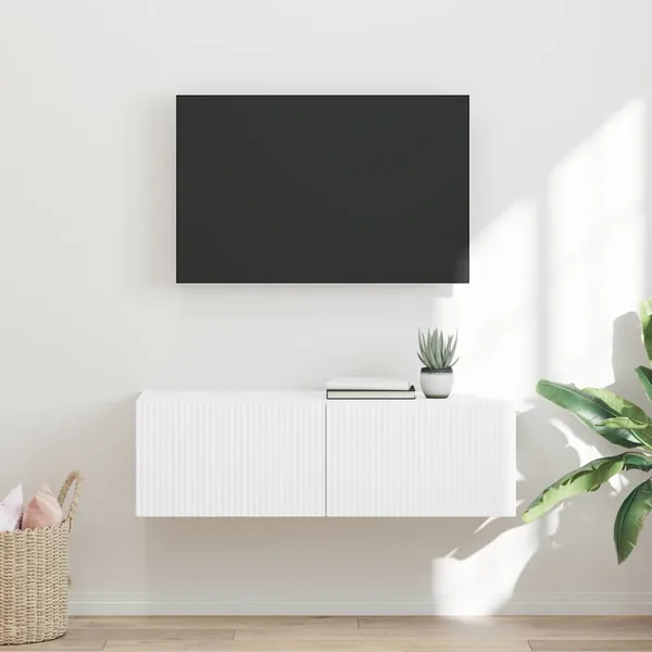 Meuble TV mural Blanc 98 x 31 x 29,5 cm Bois d'ingénierie
