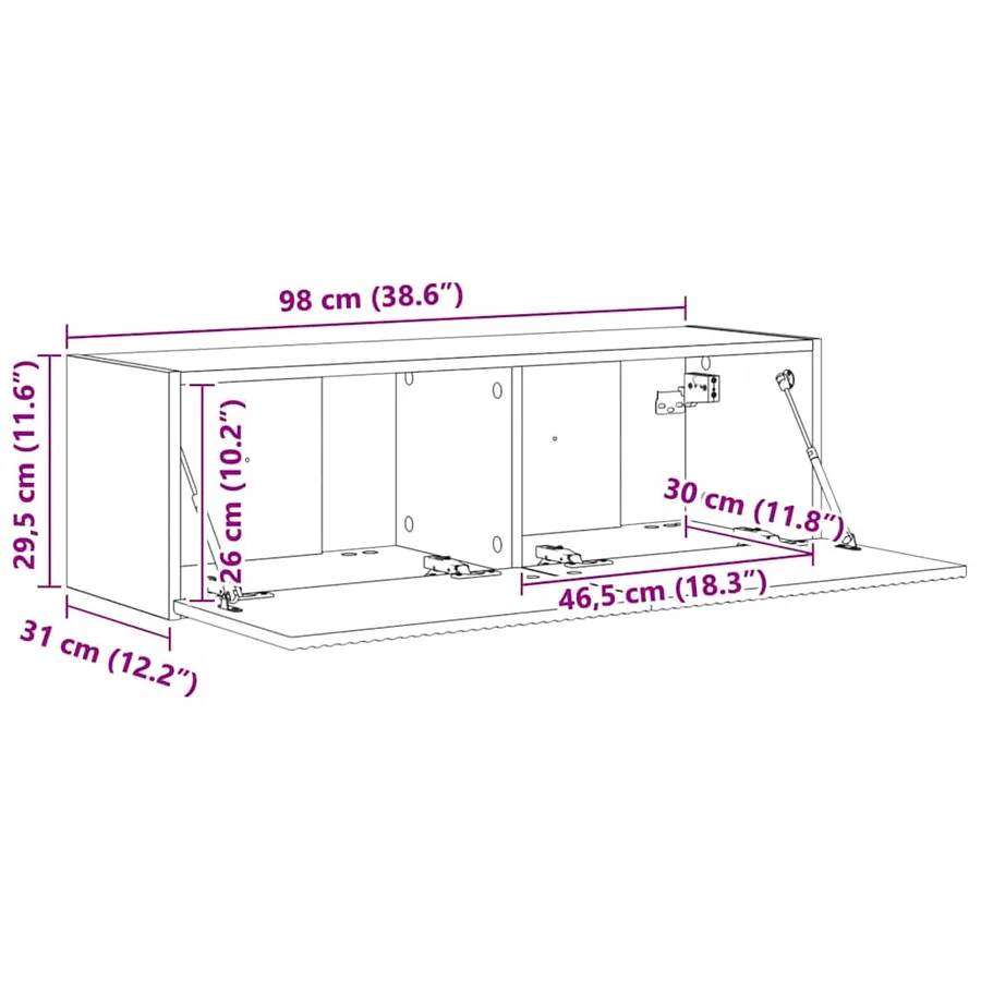 Meuble TV mural Blanc 98 x 31 x 29,5 cm Bois d'ingénierie - 13